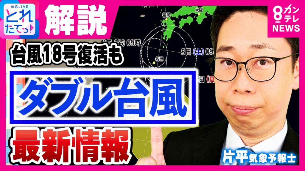 【気象予報士解説】「バックしてくる可能性も」台風24号は警報級大雨のおそれ 北陸・関東など離れた場所も大雨警戒 台風18号は“復活”|旬感LIVE とれたてっ!〈カンテレNEWS〉 【気象予報士解説】「バックしてくる可能性も」台風24号は警報級大雨のおそれ 北陸・関東など離れた場所も大雨警戒 台風18号は“復活”|旬感LIVE とれたてっ!〈カンテレNEWS〉