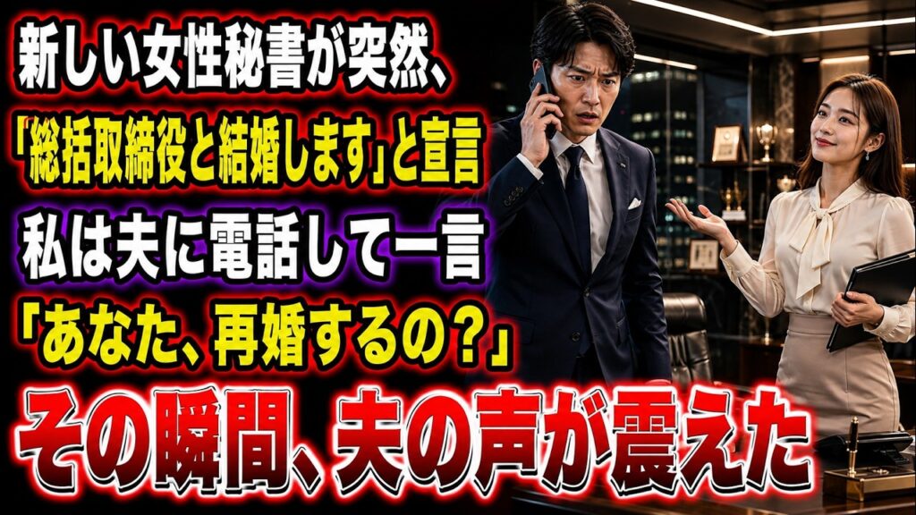 新しい女性秘書が突然「総括取締役と結婚します」と宣言した。私は夫に電話して一言――「あなた、再婚するの？」その瞬間、電話の向こうで夫の声が震えた【修羅場】#朗読 #修羅場 #女性秘書 #夫婦問題