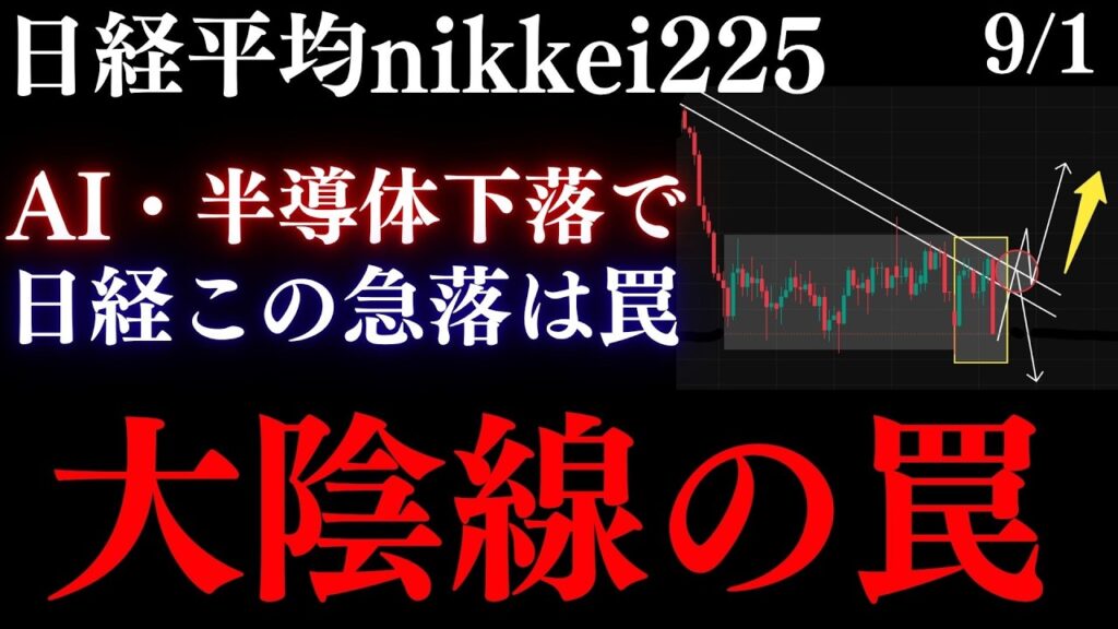 《⚠️日経平均“大陰線”でも売るな。》今ここで動くと確実に狩られます。日経、次の狙い目を徹底解説。花輪のNikkei225テクニカル分析