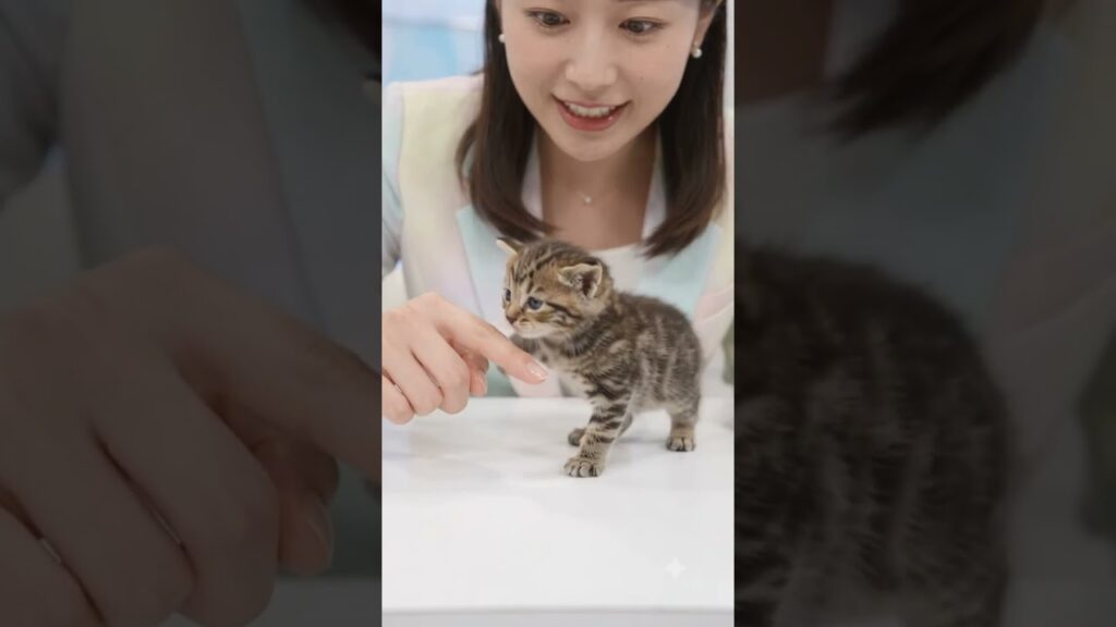 【放送事故】真面目なニュース中に手のひらサイズの子猫が乱入した結果…