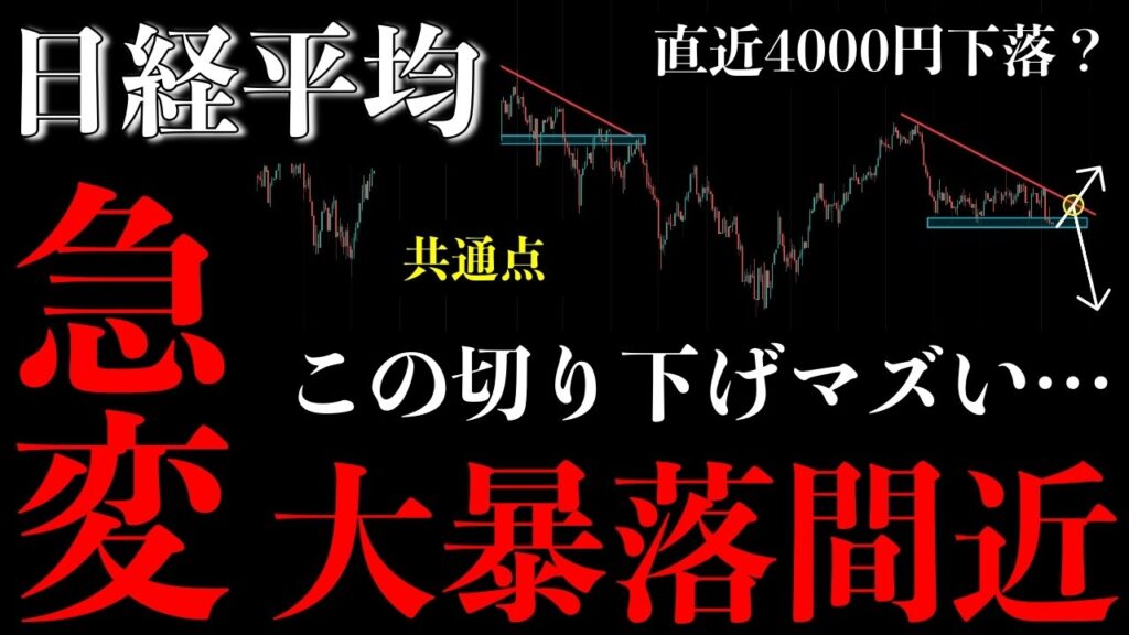 ⚠️日経平均“大暴落間近”。この切り下げが示す下落パターンとは【Nikkei225分析】 ⚠️日経平均“大暴落間近”。この切り下げが示す下落パターンとは【Nikkei225分析】