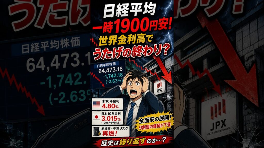 日経平均2000円急落!『うたげの終わり』は始まったのか? #日経平均株価 #金利上昇 日経平均2000円急落!『うたげの終わり』は始まったのか? #日経平均株価 #金利上昇