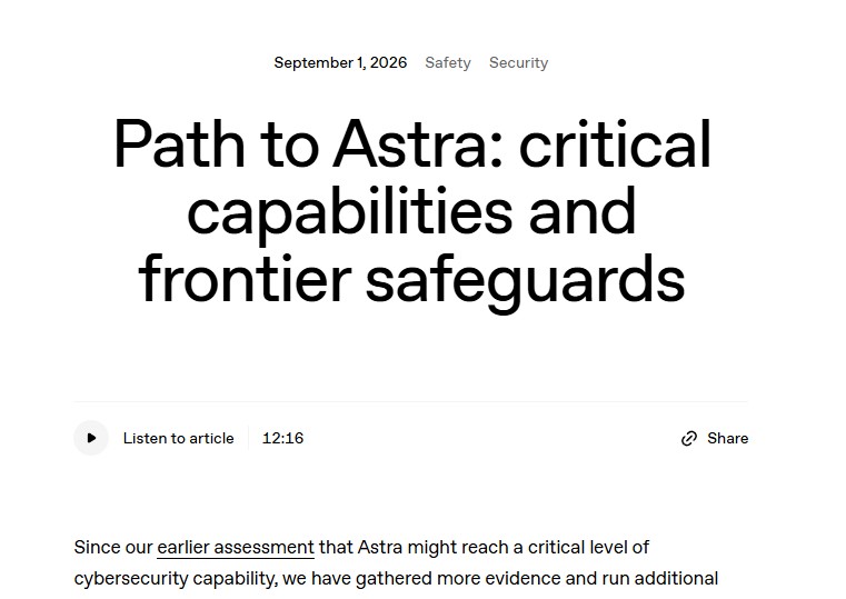 OpenAIの次期AI「Astra」投入が秒読み段階。セキュリティ能力「重大」 – PC Watch OpenAIの次期AI「Astra」投入が秒読み段階。セキュリティ能力「重大」 - PC Watch