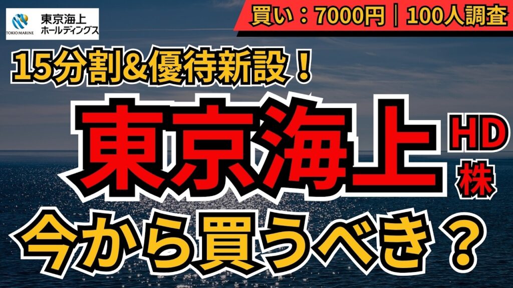 【東京海上HD株は今買うべき？】100人の結論は「買う」62％！15分割・株主優待新設後の買い時・売り時を徹底調査