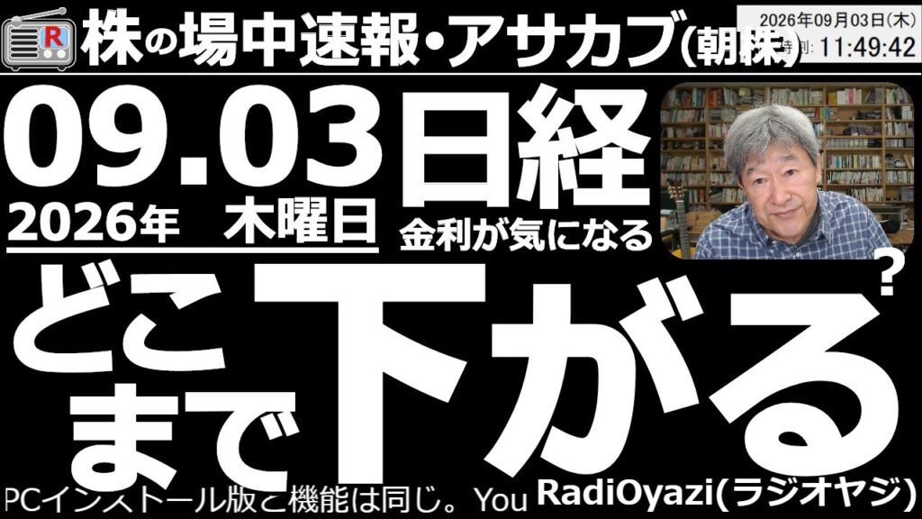 【朝株！(投資情報)】日経平均は今日も上値重く、昨日の下落を取り戻すことができていない。チャートは明日から月曜日にかけて、さらに「下げ圧力」が強くなりやすい形。要警戒。9983ファストリが急落。