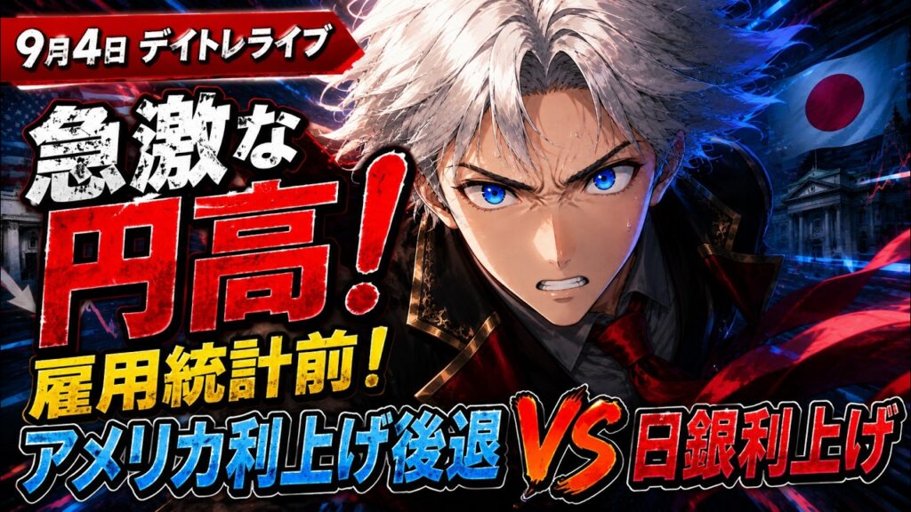 9月4日　日経平均株価ライブ｜ティアフォー限界か？キオクシアに資金戻るか？！それとも…雇用統計前にショート買い戻すか？日本利上げとアメリカ利上げ後退どちらが勝つ！？