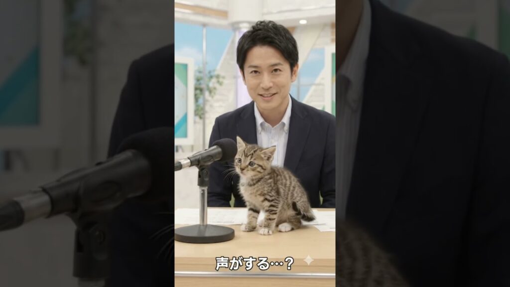 【放送事故】マイクを調査した子猫、まさかの第一声にアナウンサー大爆笑ｗｗ