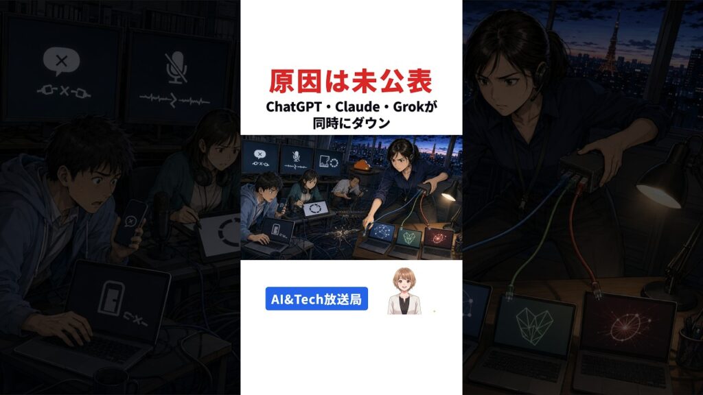ChatGPT・Claude・Grokが同時にダウン【#AIニュース速報 Shorts】
