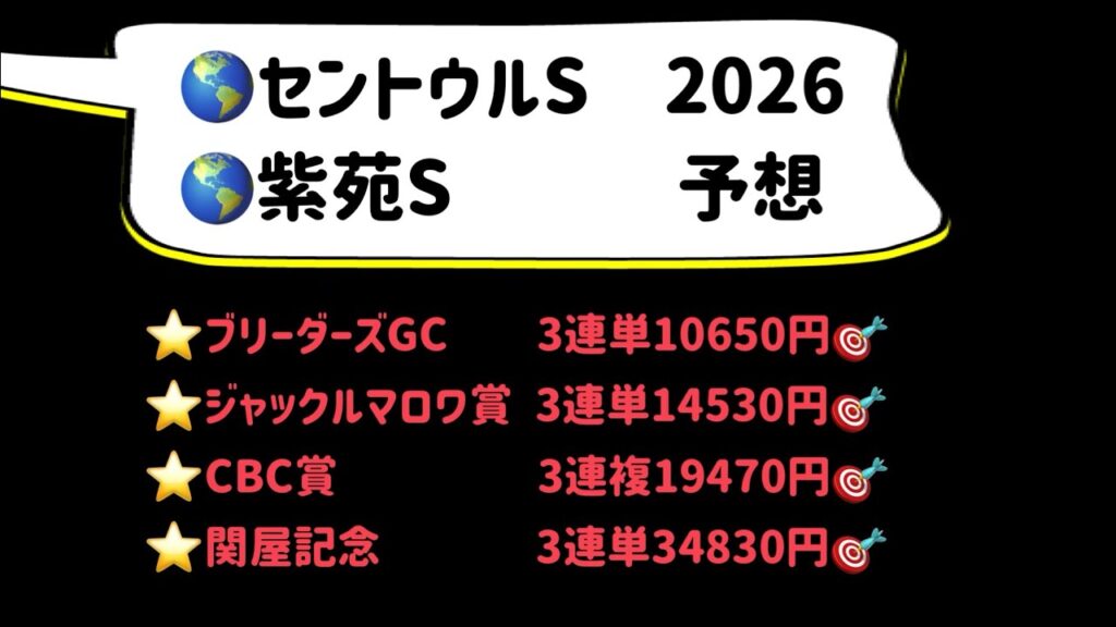 【競馬予想】 セントウルS 紫苑S 予想 2026 【競馬予想】 セントウルS 紫苑S 予想 2026