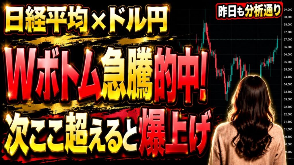 【ドル円×日経平均】雇用統計で急反発で上目線キタ！どちらも次の焦点はココです｜#日経平均株価 　#日経平均先物 　#日経225 どこまで 上がる 下がる 今後 予想