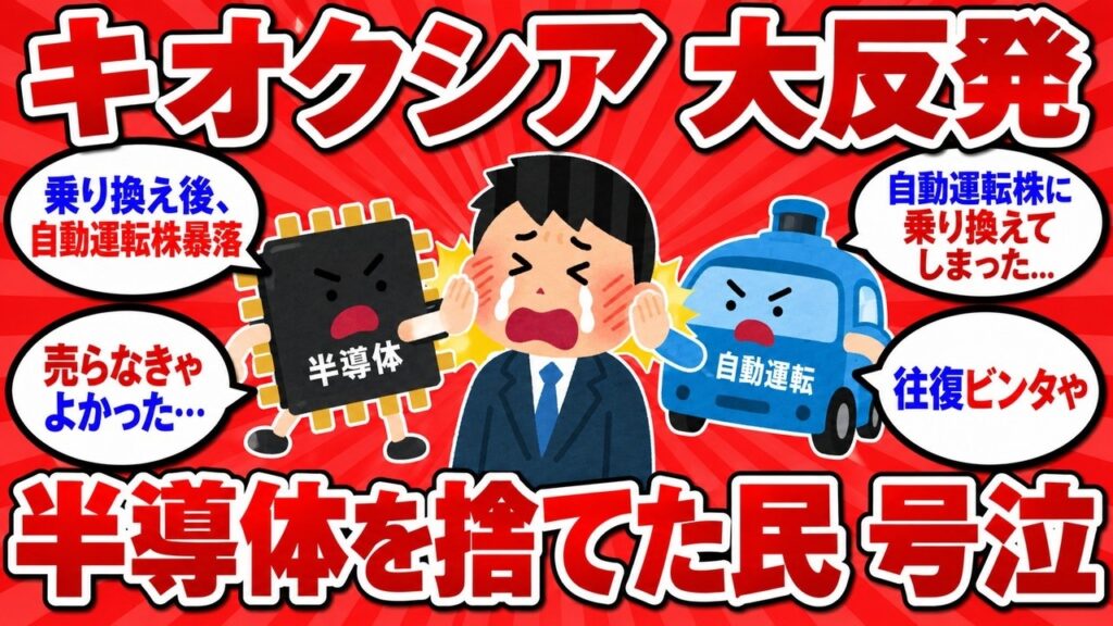 半導体を捨てて自動運転株に乗り換えた民、キオクシアが大反発して号泣してしまうwww【2chまとめ】