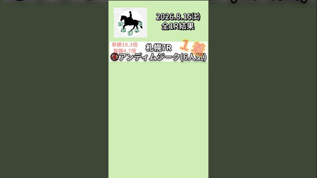 8月15日中央競馬結果発表 #競馬 #中央競馬予想 #競馬予想