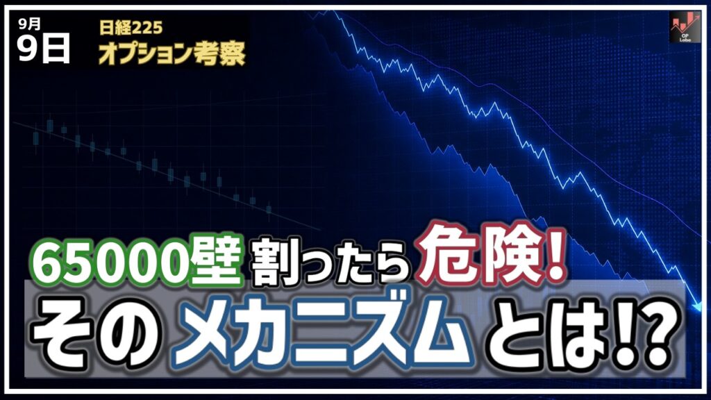 日経平均 65000壁を割ったら危険! なぜそうなのか、そのメカニズムを解説します!【9/9 日経225オプション】 日経平均 65000壁を割ったら危険! なぜそうなのか、そのメカニズムを解説します!【9/9 日経225オプション】