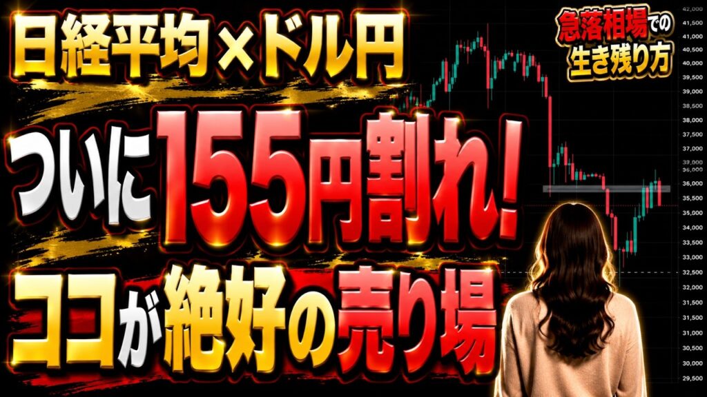 【ドル円×日経平均】半年ぶり152円台！介入でも死守した155円ついに陥落｜なぜ急落したのか、狙い目の戻りを解説 #日経平均株価 　#日経平均先物 　#日経225 どこまで 上がる 下がる 今後 予想
