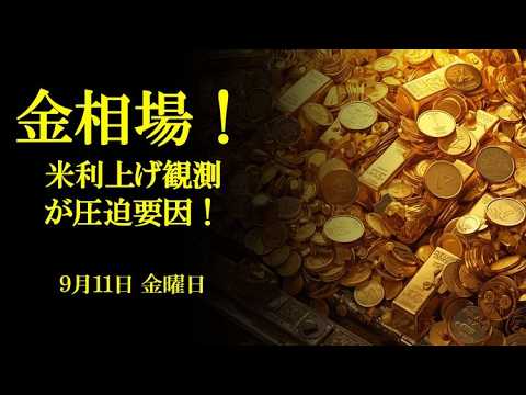 金相場！米利上げ観測が圧迫要因！9月11日 金曜日
