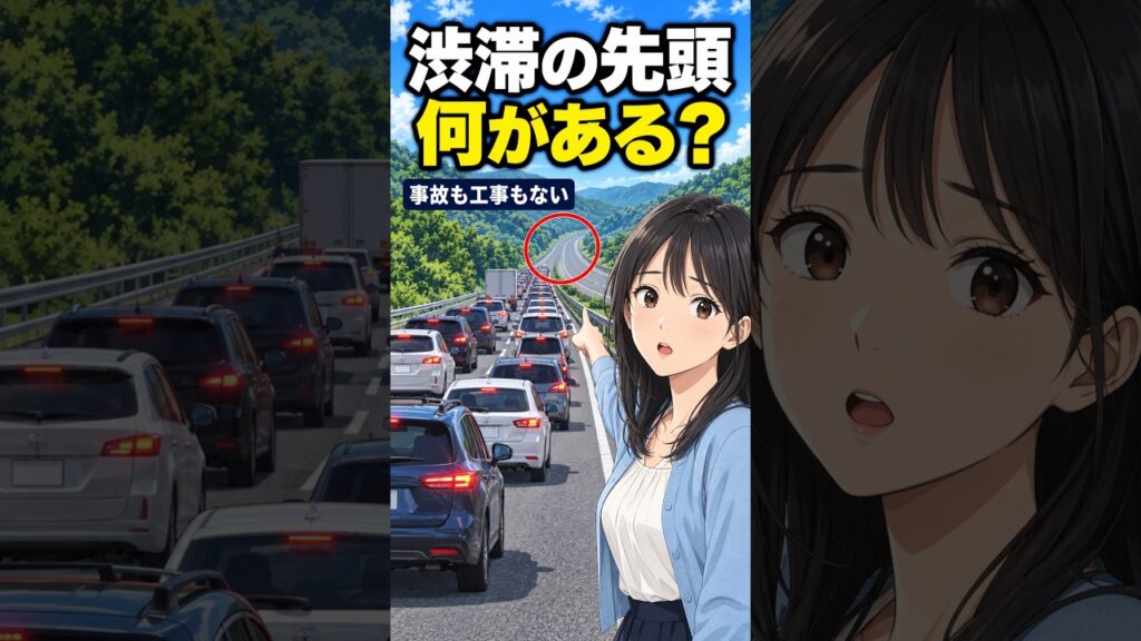 最初に減速した車が去っても、渋滞は残る