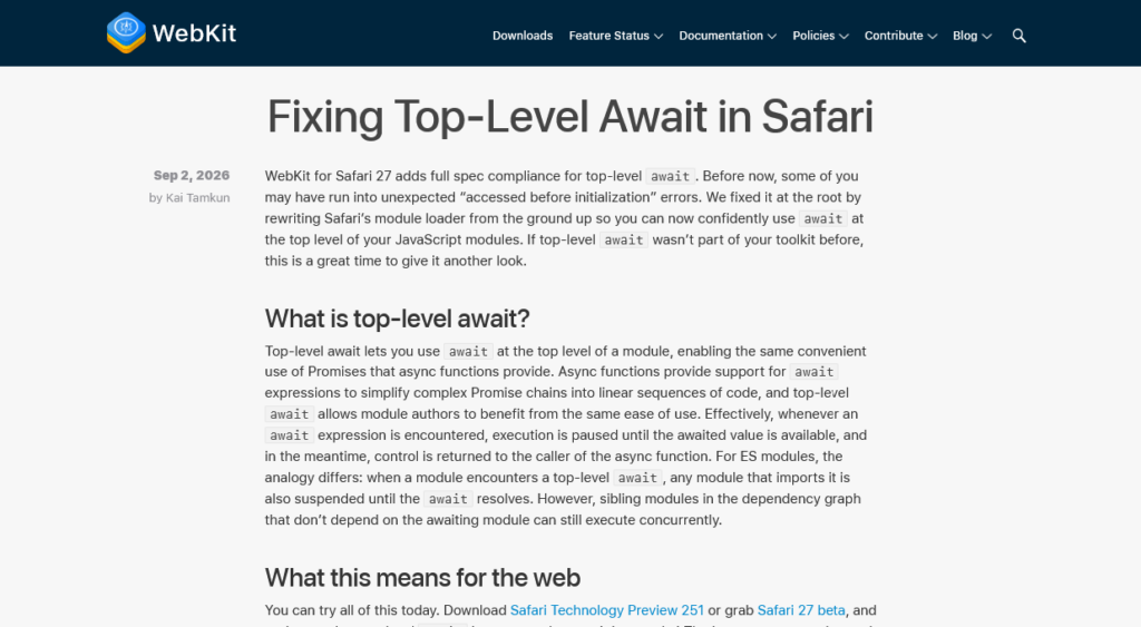 Safari 27、top-level awaitの不具合を修正、モジュールローダーを刷新 | gihyo.jp