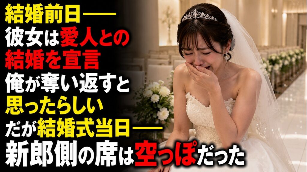 結婚前日―― 彼女は愛人との結婚を宣言 俺が奪い返すと思ったらしい だが結婚式当日―― 新郎側の席は空っぽだった
