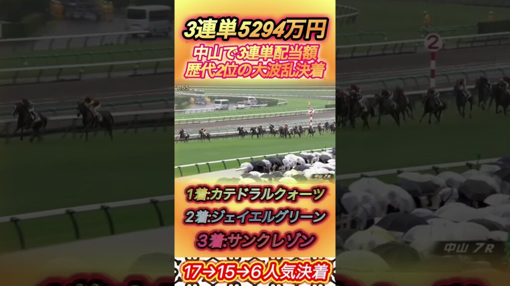 3連単歴代2位の高配当！中山7Rで払戻金5294万円の超大波乱！　#競馬  #波乱  #3連単  #中山競馬場  #shorts
