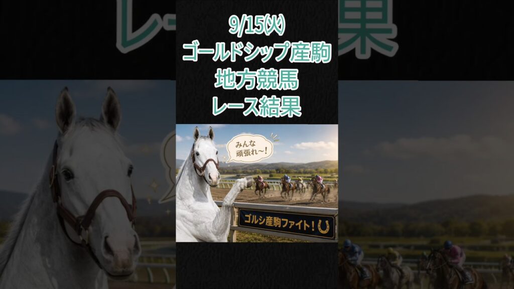 9/15㈫ゴルシ産駒地方競馬レース結果