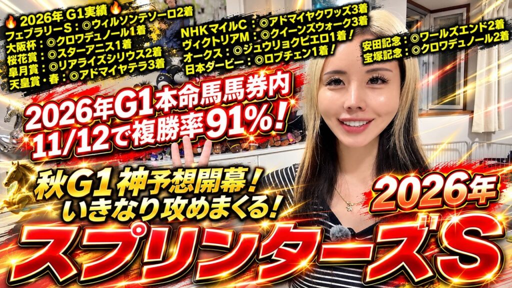 【スプリンターズS 2026予想】逃げ馬多数でも狙うのは前!中山1200mの展開から導いた本命馬【星野るり】 【スプリンターズS 2026予想】逃げ馬多数でも狙うのは前!中山1200mの展開から導いた本命馬【星野るり】