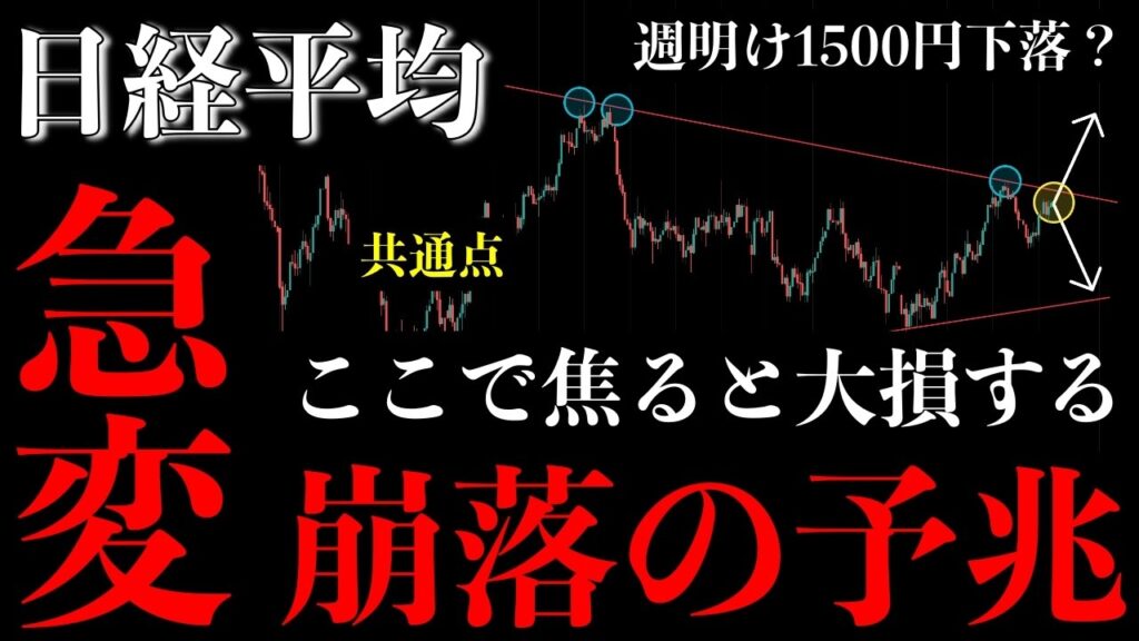 ⚠️日経平均“崩落の予兆”。焦ると大損…Wトップ下落シナリオ【Nikkei225分析】