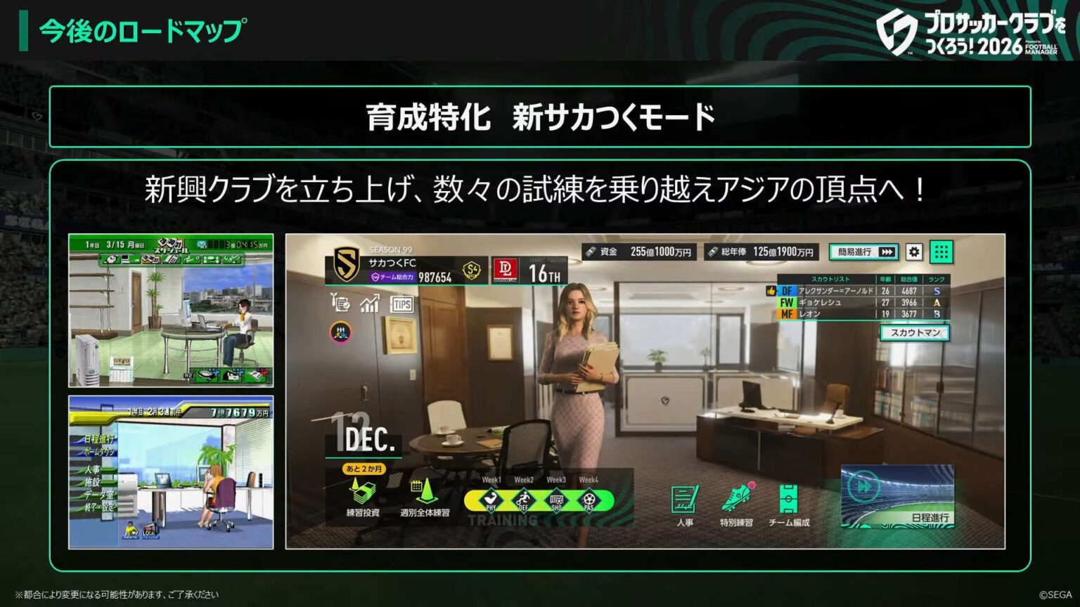 基本プレイ無料『サカつく2026』のロードマップがどどんと公開。12月には育成特化&スカウトマン復活の「新サカつくモード」を引っ提げ『サカつく2027』へと大型アプデ - AUTOMATON