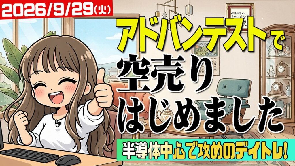 【空売りはじめました】アドバンテストで攻めのデイトレ!【バリバリ株生配信!2026/9/29】 【空売りはじめました】アドバンテストで攻めのデイトレ!【バリバリ株生配信!2026/9/29】