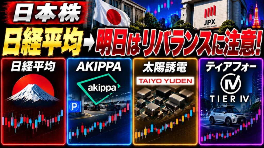 日経平均など、AKIPPA、太陽誘電、ティアフォー