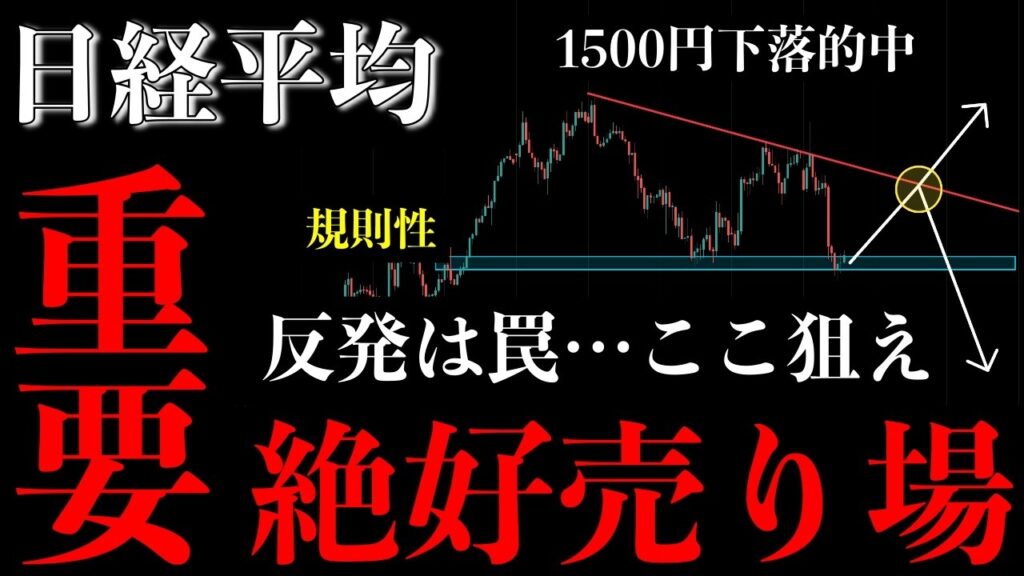 ⚠️日経平均“絶好売り場”きた。反発は罠…ここから下落を狙え【Nikkei225分析】