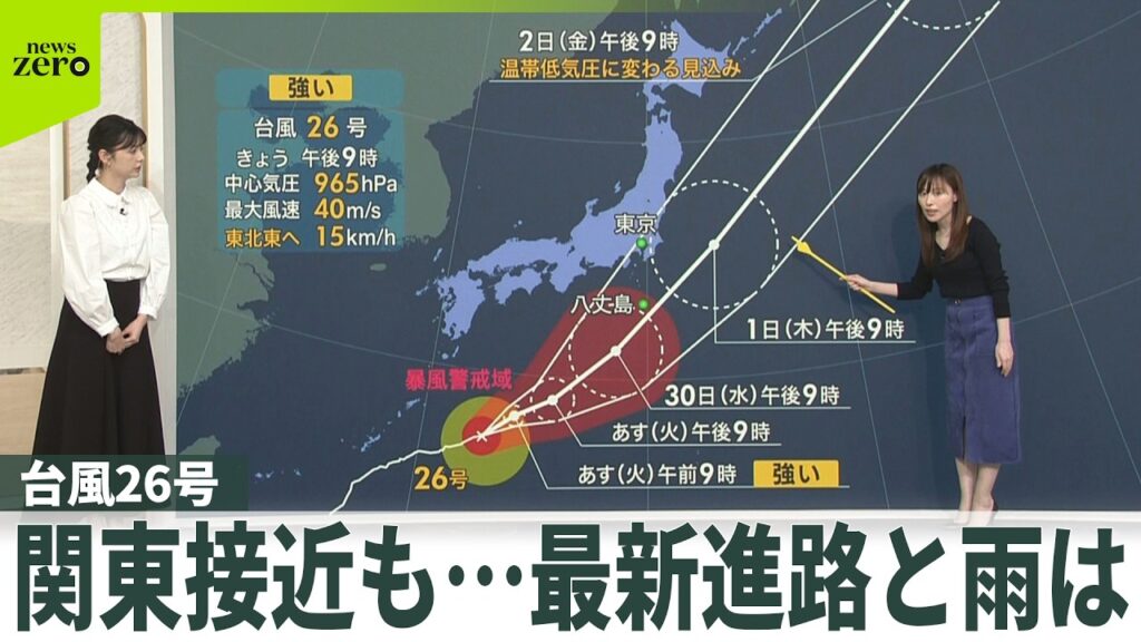 【予報士解説】台風26号の進路と雨 木曜日は関東も予報円に…位置のブレ少ない? 【予報士解説】台風26号の進路と雨 木曜日は関東も予報円に…位置のブレ少ない?