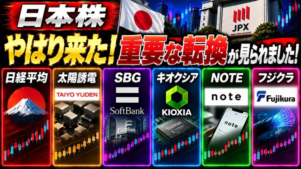日経平均・日経先物、太陽誘電、SBG、キオクシア、NOTE、フジクラ