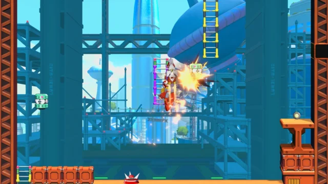 ブルースの戦闘スタイルで、敵と交戦するゲームプレイ画面