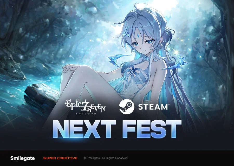 エピックセブンとSteam Next Festのロゴが描かれた告知ビジュアル