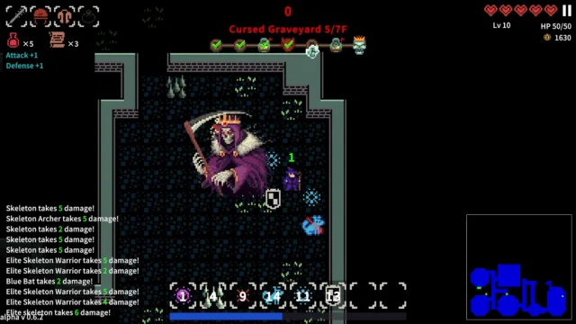 Delve Survivorsのピクセルアート風ダンジョン戦闘画面