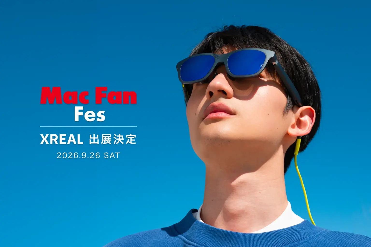 Mac Fan Fes.2026.09の告知ビジュアル。ARグラスを着けた人物とイベント名が写る