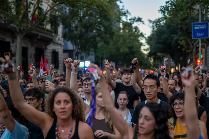 バルセロナで開かれた、マリカルメンさんの立ち退きに抗議する集会（2026年9月23日）