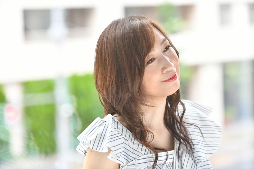 インタビューに答える森口博子さん（撮影/門間新弥）