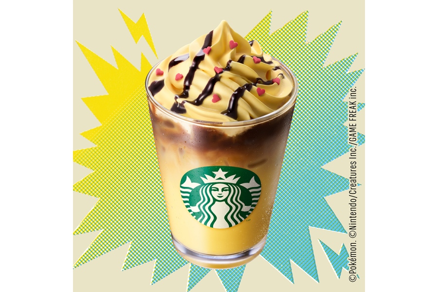 「ピカチュウ ハニークリーム ラテ」（Iced・Tallサイズのみ、持ち帰りの場合・678円、店内利用690円）