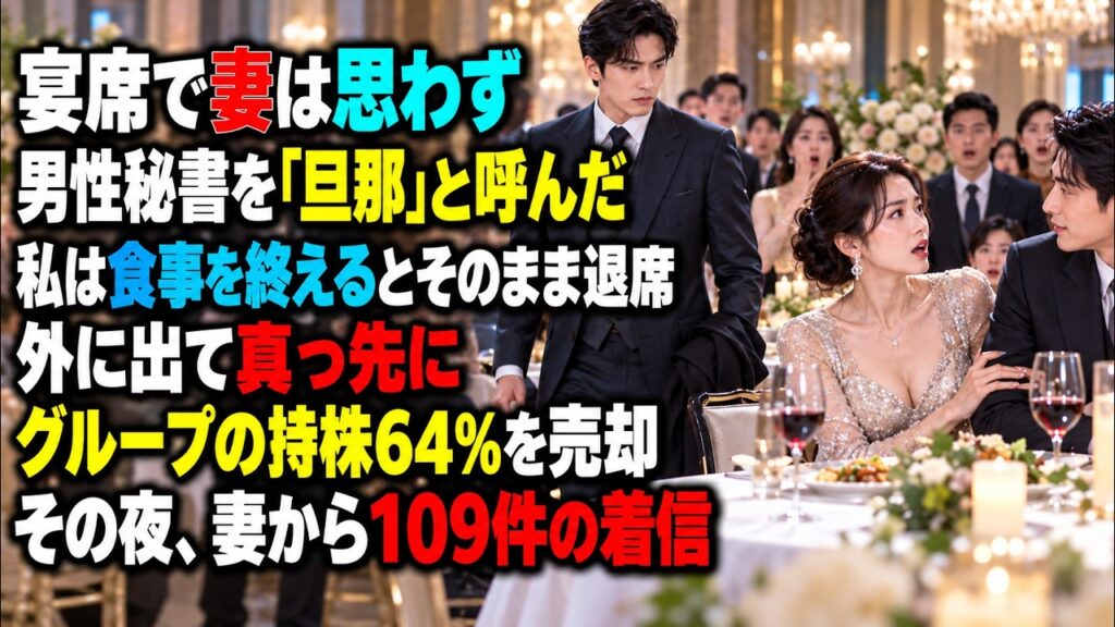 社長の妻が男性秘書を連れて家族の宴席に出席。私は騒がず、場が静まり返った瞬間、マイクを手に宣言した。「明日離婚する。今夜は両家のお別れの食事会だ！」次の瞬間、妻は顔面蒼白に。「旦那、何を言ってるの！」