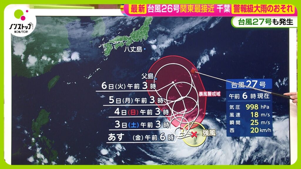 【台風26号一過】午後は久々カラッと秋晴れ！ 一方台風27号発生 進路は～天達気象予報士解説【ノンストップ！】