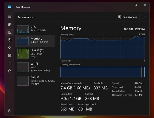 Windows 11 26H2 で RAM 節約の兆候が見られる - 画像 1。