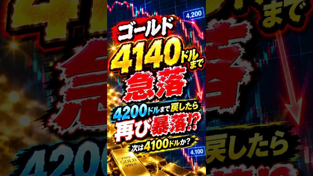 【#ゴールド 暴落警戒🚨】4140ドルまで急落！4200ドルまで戻したら売りのチャンス！？