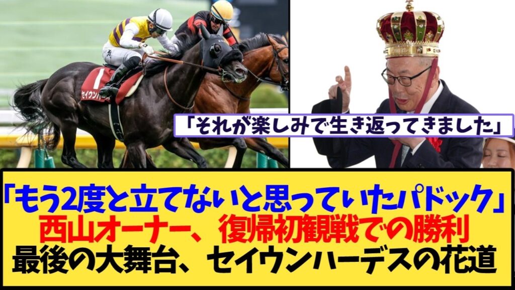 【毎日王冠2026】セイウンハーデス、次走・天皇賞秋でラストラン決定！西山オーナーが明言