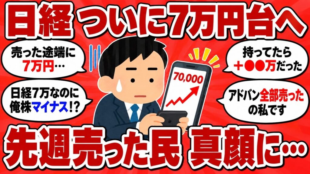 日経平均がついに7万円台へ回復、先週に株を売った民が真顔になってしまうwww【2chまとめ】