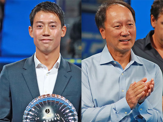 （左から）錦織圭とマイケル・チャン
