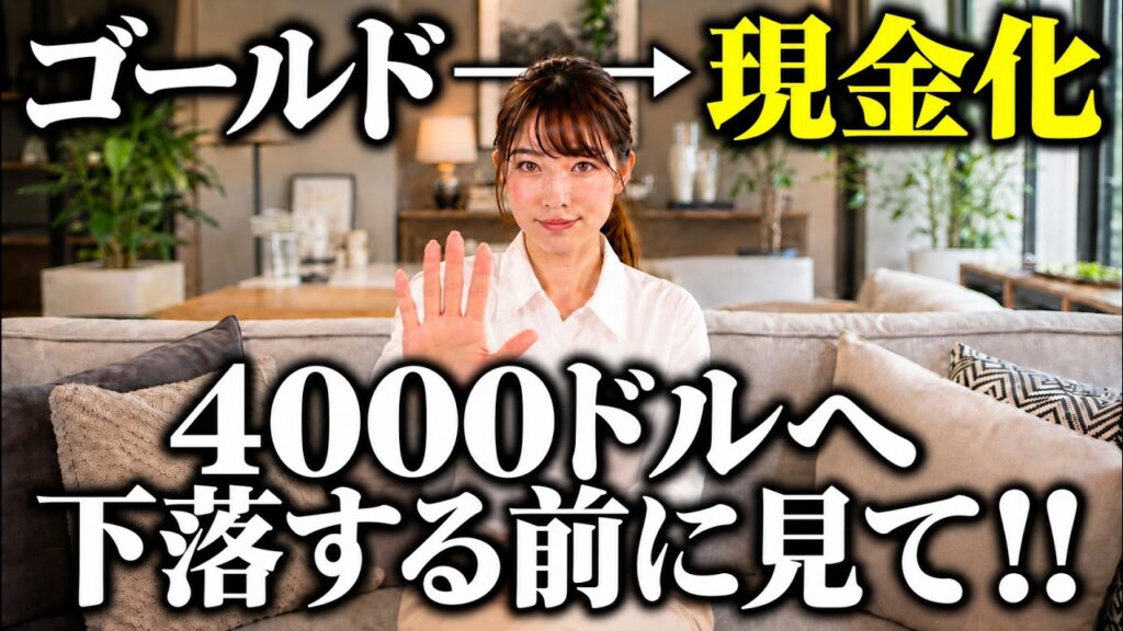 金ゴールド価格が4000ドルへ向かって下落している今、投資家は全員見てください。