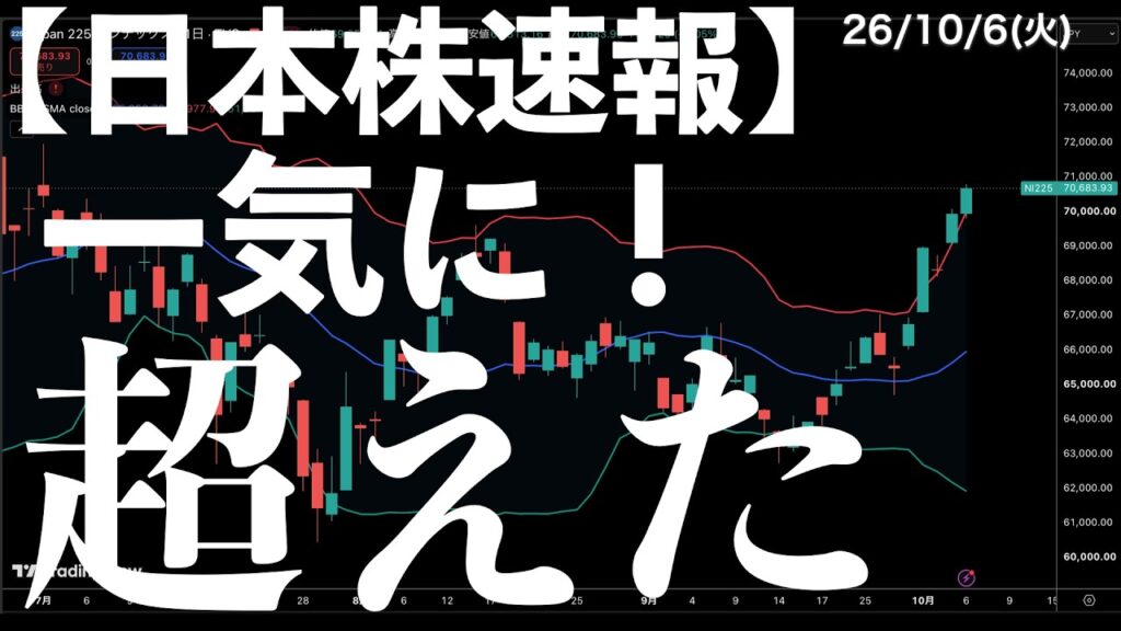 【日本株速報】26/10/6 一気に超えた！7万円の大台！アドバンテストの躍進！　#半導体　#topix　#fomc