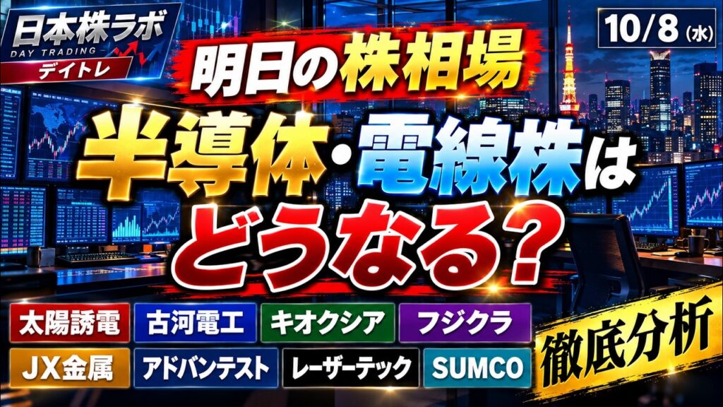 【明日の株相場】半導体・電線株はどうなる？太陽誘電・古河電工・キオクシア・フジクラ・JX金属・アドバンテスト・レーザーテック・SUMCOを徹底分析