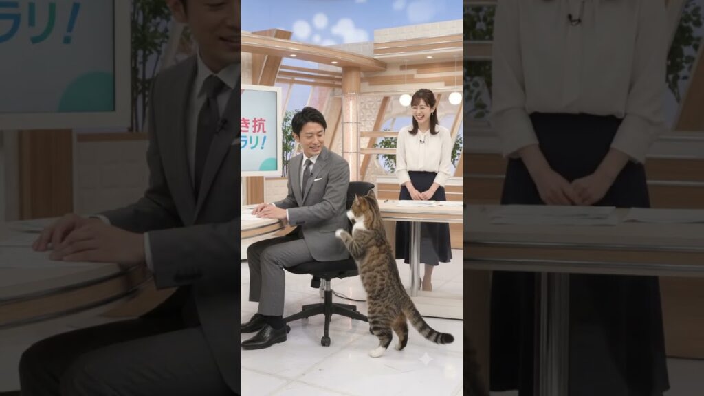 【放送事故】「何してるの？」生放送中に椅子にしがみつく猫ww